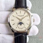 Swiss Replica Patek Philippe Geneve Moonphase SS White Watch